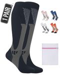 361 RELIEF 1 Pair Copper Compression Socks for Women & Men - Ideal for Running, Travel, Pregnancy, 15-20 mmHg, S/M, Black, Includes Laundry Bag