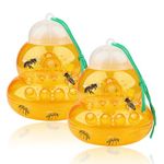 2 Pack Plastic Wasp Traps, Hanging Hornet Trap for Outdoors, Bee Trap Yellow Jacket Wasps, No Bottom Seam, Safe, Natural, Effective and Reusable