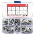 M3 M4 M5 M6 M8 M10 Washers, 128 Pcs Stainless Steel Washers, Knurled Conical Spring Washers, Conical knurled Spring Washers, Serrated Conical Spring Washers, Disc Springs Assortment Kit