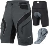 Oumurs Men's Mountain Bike Shorts Padded Detachable Liner MTB Cycling Shorts with Zipper Pockets Adjustable Waist Quick Dry Breathable for Mountain/Road Cycling Hiking Fishing Dark Gray M