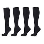 Zingso Compression Socks for Women Men, 2 Pairs 20-25mmHg Knee High Socks Compression Stockings for Sport, Athletic, Edema, Diabetic, Varicose Veins, Travel, Pregnancy, Nursing (L/XL, Black Black)