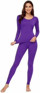WiWi Soft Underwear for Women Thermal Long Johns Sets Super Warm Base Layer Top Pants Pajamas Set Viscose from Bamboo S-3X, Lilac, Large