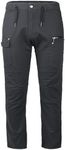 BIG BEE Utility Work Cargo Pants Stretch Cotton Belt Loop with Elastic Waist Black