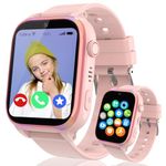 GPS Smart Watch for Kids, IP68 Kids Smart Watch 4G Call/SOS/WiFi Location/Vedio/Voice Chat, Classmode, Auto Answer, Game, Calculator, Alarm, Passcodelock, Boy Girl Teen GPS Tracker Gift (Pink)
