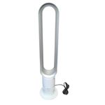 Dyson AM07 Cool Fan with Remote Control, 100 cm, 9 Hour Timer, Tower Fan, Quiet, White/Silver, Energy-Saving, Floor Fan, Bedroom, Volume 48 db, 10 Levels