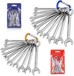 HELAKLS 20-Piece Mini Combination Wrench Set Metric SAE Open Box Ended Small Standard Spanner with Portable Storage Pouch