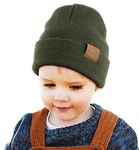 Toddler Kids Winter Beanie Hat, Soft Warm Knitted Toque for Baby Boys Girls (Dark Green)