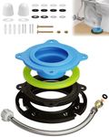 boeemi Toilet Flange Repair Kit with Elastic Wax Ring & 16" Water Supply Line, All-in-One Toilet Installation Kit, 3"/4" Drain Compatible, Rubber Gasket Seal Replacement Kit Bathroom DIY Fix Solution