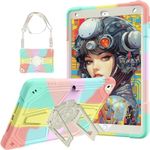 AVAKOT iPad 10th Generation Case, iPad 10.9 Inch Case for Kids with Pencil Holder Kickstand Shoulder Strap Heavy Duty Shockproof Full Body Protective iPad 10th Gen 2022 Released Cover (Colorful)