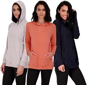 3 Pack: Women's Just My Plus Size Long Sleeve Hoodie Pullover Casual Sweatshirt Fashion Dry Fit Lounge Active Yoga Running Athletic Exercise Gym Workout Outdoor Top Ladies Kangaroo Pocket- Set 4, 3X