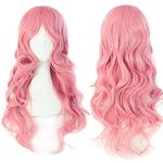 S-noilite Curly Anime Full Wig Pink Hair Wigs Heat Resistant Synthetic Women Lady Girl Costume Wigs Fancy Dress