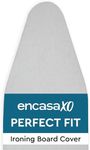 Encasa Homes Metallised Ironing Board Cover 'Silver Super Luxury' with Foam + Felt PAD (Fits Large Boards 125 x 39 cm) Heat Reflective, Scorch Resistant, Bungee Elasticated, 3 Fasteners