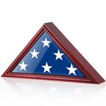 DecoWoodo Flag Display Case Burial or Funeral Flag Frame 5 x 9.5' Mahogany Flag Shadow Box