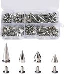 80 Sets Punk Spikes and Studs Kit, Metal Silver Cone Rivet with Screwbacks for DIY Crafts Cool Clothes Belts Bags Shoes Necklaces Accessories (4 Sizes)