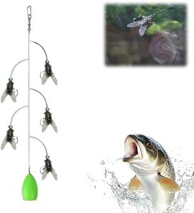 Bionic Fly Fishing Bait, Fly Hook Soft Bait Add Fish Attractant Fishing Gear, Silicone Artificial Lure with Sharpened Hook, Attractant Fishing Gear Artificial (5 Hooks Medium Sized)