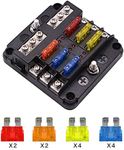 6 Way Fuse Block Blade Fuse Box Holder, 6 Circuit Car Ato/Atc Fuse Block Waterproof with 20Pcs Fuse & LED Indicator & Protection Cover for 12V/24V Automotive Truck Boat Marine Bus RV Van Vehicle