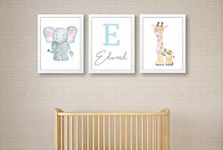 Personalised Jungle Animals Print - Set of Nursery Prints - Nursery Decor - Safari Animals - Nursery Wall Art - Nursery Decor