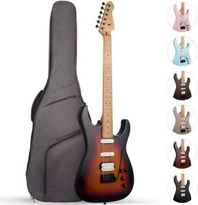 Fesley 39" Electric Guitar, Full Size Solid Body Electric Guitars For Beginner, ST Style, Maple Neck/Fretboard, Electric Guitar Kit With HSS Pickup, Gig Bag, Matte, Sunset