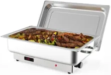 Electric Chafing Dish Buffet Set, 9QT Buffet Servers and Warmers Stainless Steel Chafing Dish, Commercial Food Warmer with Temperature Control Display for Parties, Catering, Festivals