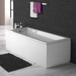 IBathUK Bathroom White Gloss Bath Single Ended Straight Sqaure Acrylic Bathtub with Adjustable Feet - 1700 x 700mm