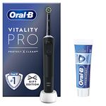 Oral-B Vitality Pro Electric Toothbrushes For Adults, 1 Handle, 1 Toothbrush Head, 3 Modes Including Sensitive Plus + Pro-Expert Toothpaste, 2 Pin UK Plug, Black