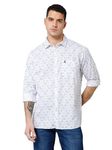 Cantabil Cotton Floral Printed Full Sleeve Regular Fit White Casual Shirt for Men with Pocket | Cotton Casual Shirt for Men | Casual Wear Shirts for Men (MSHC00658_White_38)