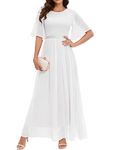 Bbonlinedress Womens Lace Bridesmaid Formal Evening Gowns Prom Chiffon Wedding Guest Dress, White, Small