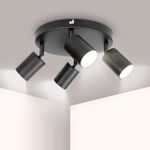 Ketom GU10 LED Ceiling Light Rotatable - 4 Way Round Ceiling Spotlight in Black - Modern Ceiling Lighting - Bulb Not Included