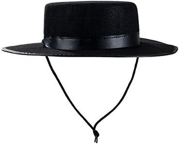 Tigerdoe Spanish Hat - Gaucho Hat, Amish Hat, Black Fedora Flat Top - Costume Hats, Black, One Size