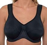 Gem Womens High Impact Sports Bra Underwired Plus Size Sports Bra Large Bosom Bra 38J Black