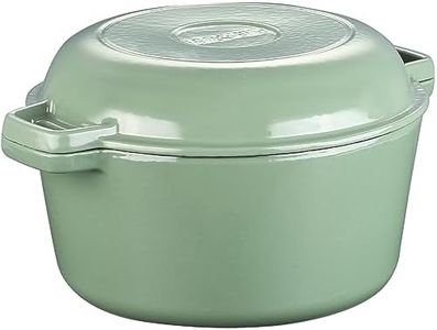 5.5 Quart Enameled Cast Iron Dutch Oven, 2-In-1 Enamel Oven with Skillet Lid for Grill, Stovetop, Induction (Gray Green)