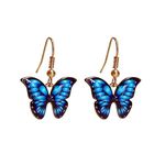 Shilpmart Charm Girl Gifts Bright Colourful Blue Butterfly Women Girl Fish Hook Drops Earrings