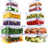 KICHLY 24 Pack Plastic Food Storage Container Set - Transparent BPA-Free Airtight Containers with Leak-Proof Lids for Meal Prep, Freezer, and Lunch Storage - Durable and Reusable (Blue)