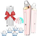 Blackhead Remover Pore Vacuum,Newest Upgraded USB Rechargeable Facial Pore Cleaner Blackhead Removal Kit with 3 Suction Power,5 Probes Black Head Extractions Tool for Women & Men (Pink)