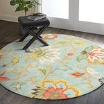 Lahome Collection Modern Floral Round Rug - 3' Diameter Non-Slip Distressed Area Rug Small Accent Throw Rugs Floor Carpet for Door Mat Entryway Bedrooms Laundry Room Decor (3 ft, Paisley)