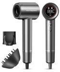 Cosy Companions Hair Dryer - Negative Ionic Blow Dryer with 150000 RPM High Speed Brushless Motor for Fast Drying, Low Noise, HD Display Hair Dryer with Diffuser and Nozzle, 5 Temps & 2 Speeds