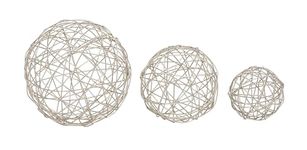 Deco 79 Contemporary Metal Geometric Sculpture, Set of 3 4", 6", 8"D, Silver