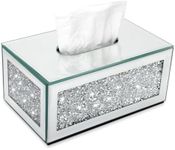 AAZZKANG Tissue Box Cover,Rectangular Crystal Crushed Diamond Tissue Box Holder,Silver Luxury Decorative Napkin Dispenser for Bathroom,Countertop,Bedroom,Living Room Office