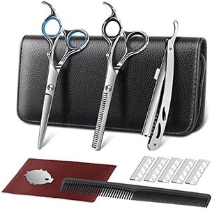 ELEHOT-Store Tijeras Peluqueria Profesional Acero Inoxidable con Navaja Kit Tijeras para Cortar Pelo y Entresacar 6CR Tijeras Pelo