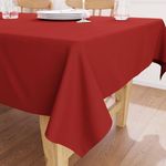 Encasa XO Dining Table Square Cover For 4 Seater | Size 140X140 Cm | Cotton Canvas Fabric | Deep Red Solid Color | Dining Table Cloth For Decoration - Machine Washable