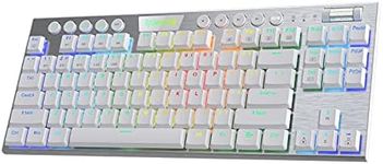 Redragon K621 Horus TKL Wireless RGB Mechanical Keyboard, 5.0 BT/2.4 Ghz/Wired Three Modes 80% Ultra-Thin Low Profile Bluetooth Keyboard w/Dedicated Media Control & Tactile Brown Switches, White