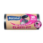 Bacofoil Elasti-Fit Bin Liners - 30L Recycled bin bags, 4 Rolls (48 Bags) - Leak-Proof, Elastic Fastening for Secure Fit - Made from 100% Recycled Plastic - Eco-Friendly Waste Disposal.