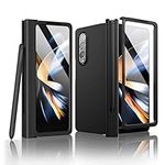 ZCDAYE Case for Samsung Galaxy Z Fold 4, Samsung Galaxy Z Fold 4 Phone Case with Pen Holder, Hinge Protection, Full-Body Protective Cover Case for Samsung Galaxy Z Fold 4 - Black