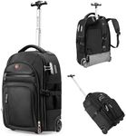 Rolling Backpack with Wheels, USB & Type-C Charging Ports, 21x14x9, Water-Resistant, 17.3" Laptop Compartment, EVA Material, Built-In Customs Lock – Wheeled Business Backpack for Travel, Work, College