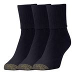 Gold Toe Women's Turn Cuff Bermuda Socks (3 Pair Pack), Black