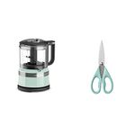 KitchenAid KFC3516IC 3.5 Cup Mini Food Processor (Ice Blue) + KitchenAid All Purpose Kitchen Shears with Protective Sheath