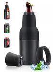 Stepstall Beer Gifts for Men, Beer Bottle and Can Cooler with Beer Opener, 12 oz. Slim Can Beer Bottle Insulators Holder, Vacuum Insulated Double Walled Stainless Steel(Matte Black)