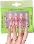 PaintLab Press-On Nails Manicure Kit, Pink Strawberry, 30-Piece Set, Long-Lasting Fake Nails with Glue, File, Prep Pad & Cuticle Stick