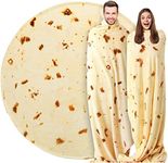 Burrito Tortilla Blanket Double Sided 71 inches for Adult and Kids, 280 GSM Cozy Flannel Fabric Novelty Giant Food Throw Blanket for Bed, Couch, Travel, Picnic and Beach