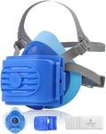 BEESAFETY 1-Pack 2818 Blue Reusable Half Face Respirator Mask with 6 Filter and 12-Pack P2 Dust Replacement Filter
